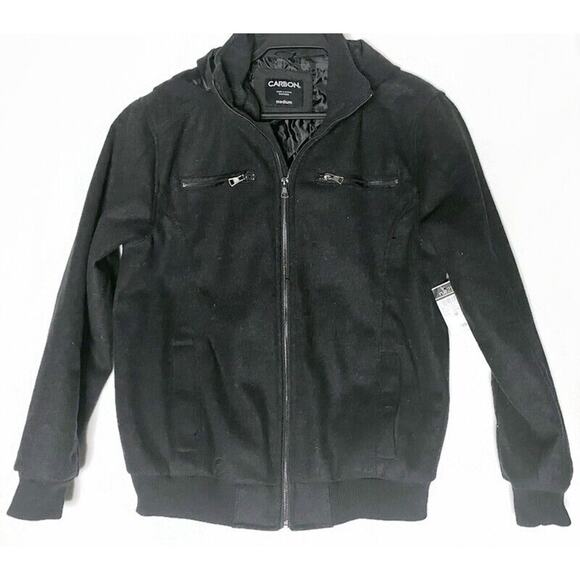 Carbon Jacket Women's Size Medium Hooded Black Short Lined Zip Up - Picture 1 of 4